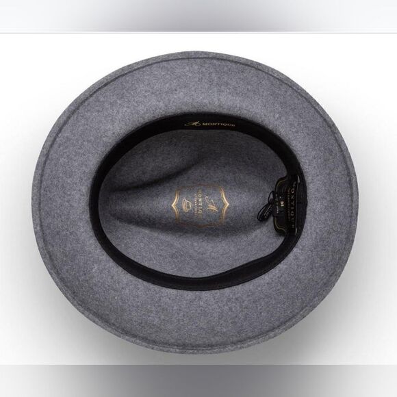 MEN'S MONTIQUE GRAY LIGHT FELT 2 1/2" WIDE BRIM PINCH FEDORA HAT. H60 - Picture 5 of 5